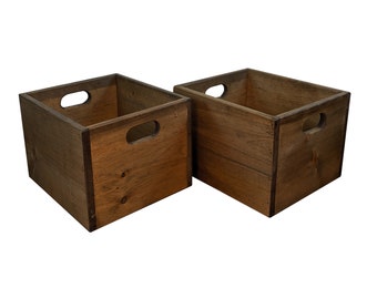 Record Crates for LPs (x2) in Solid Pine - sold as a pair - record storage, stackable, holds 65+ LPs