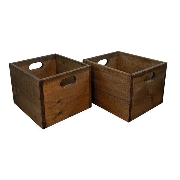 Record Crates for LPs (x2) in Solid Pine - sold as a pair - record storage, stackable, holds 65+ LPs