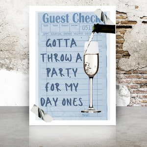 Guest Check Print, Cocktail Print, Dorm Decor, Bar Cart Digital, Drake Lyrics, Drake Poster, Party Decor, Party Wall, Drake Party Theme