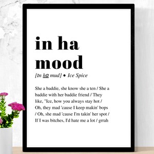 Tekst piosenki Ice Spice, Sztuka ścienna, Pobieranie cyfrowe, Plakat z tekstem, Sztuka ścienna, Dekoracja ścienna, Do druku, Ice Spice do druku, wydruk na wózku barowym, wózek barowy