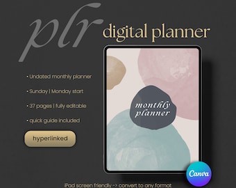 Plantilla de planificador digital con derechos de reventa / Editable en Canva / Con hipervínculos / Listo para usar como plantilla de inicio de negocio