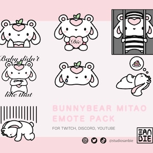 BUNNYBEAR EMOTES (7) for Twitch, Discord, YouTube