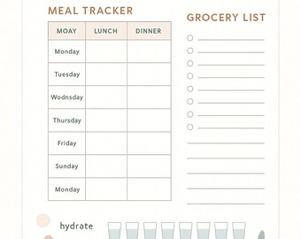 Planner definitivo per la cura di sé e la produttività / 5 pagine stampabili / Tracker giornaliero, delle abitudini, dell'umore, dei pasti + citazioni motivazionali / Minimalista