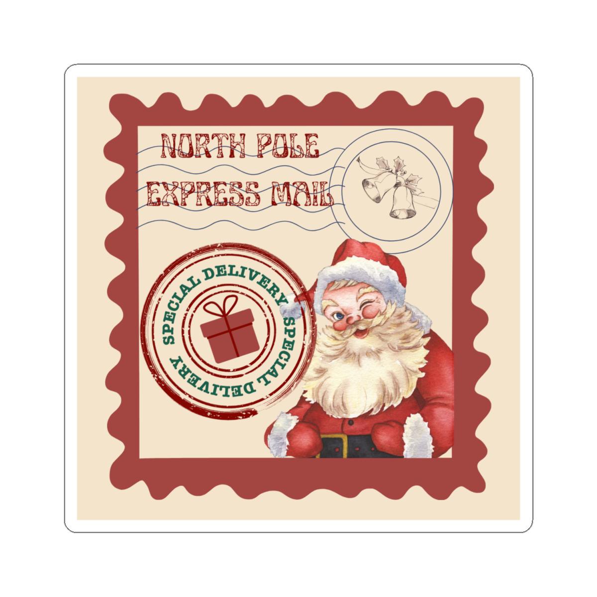 North Pole Express Mail Santa Sticker | Kiss-cut Christmas Sticker - Etsy