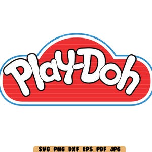 Puede incluir: Logotipo de Play-Doh con la palabra "Play-Doh" en letras blancas sobre un fondo rojo con un contorno azul.