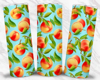 SEAMLESS Peach 20 oz Skinny Tumbler Sublimation Design Straight and Tapered Tumbler Wrap Png 300 ppi High Quality