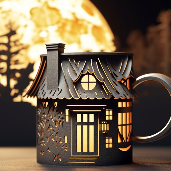 3D Mug Wrap Sublimation Design PNG Warm House | 15oz 11oz 300 Dpi | Instant Download |