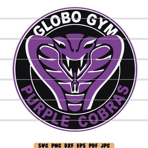 May include: Purple Cobra logo with the text "Globo Gym" and "Purple Cobras" in a circle. The logo features a purple cobra with white fangs and a black background.
