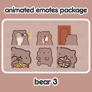 Animated Emotes Package - Bear 3 | Cute | Kawaii | Chibi | Twitch, YouTube, Discord | Stream Emotes & Alerts