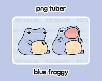 Blue Frog PNGTuber Avatar – Chibi Vtuber Asset (Digital Download)