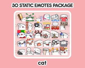 MEGA Static Emotes Package - Cat | Cute | Kawaii | Chibi | Twitch, YouTube, Discord | Stream Emotes & Alerts