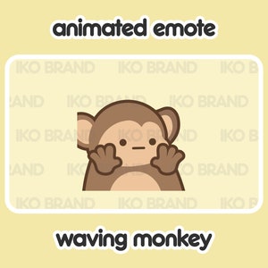 Animated Emote - Monkey Waving | Cute | Kawaii | Chibi | Twitch, YouTube, Discord | Stream Emotes & Alerts