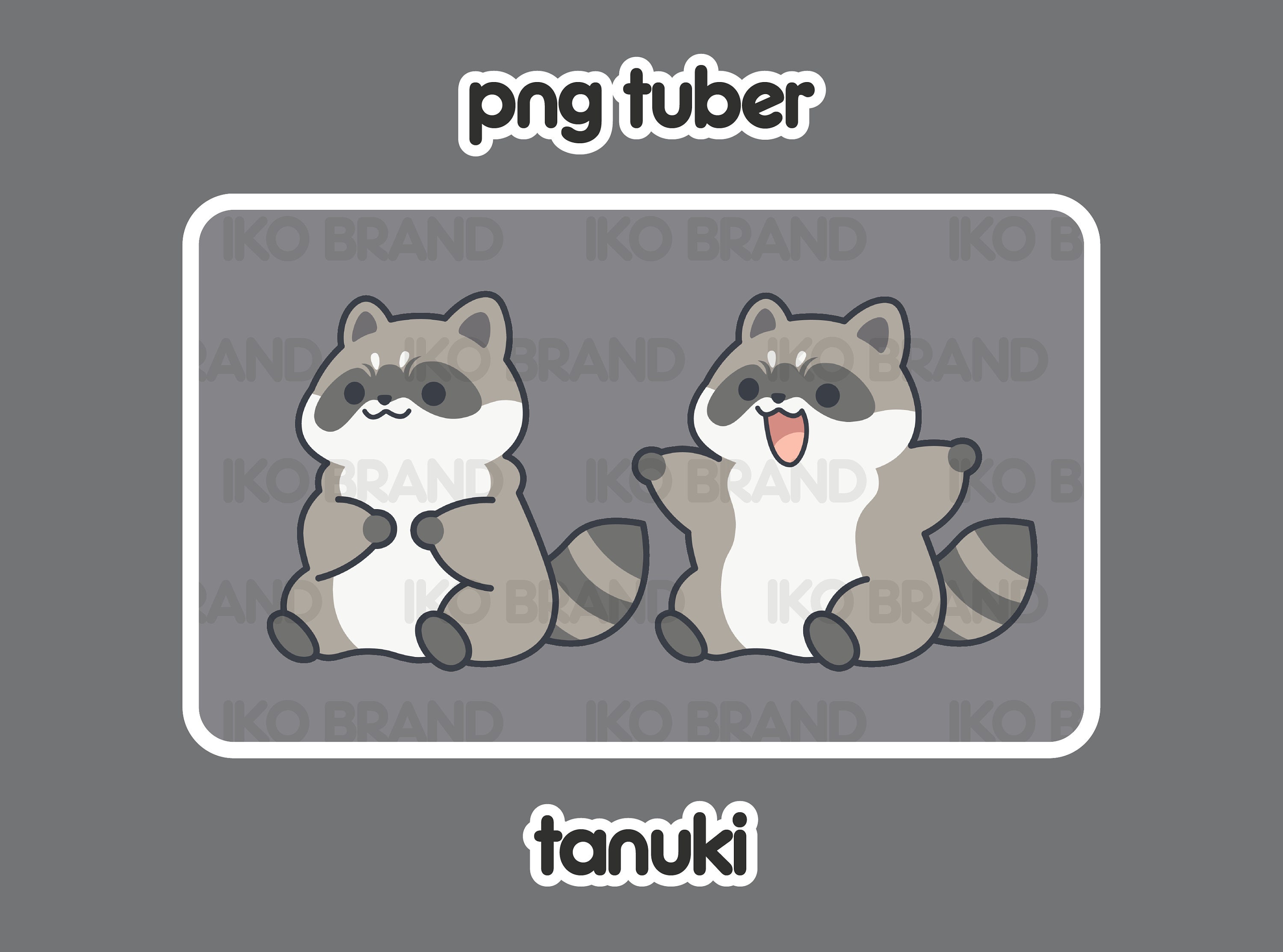 PNGTuber - Raccoon | Chibi | Cute | Kawaii | Twitch | YouTube | Vtuber | Streaming | Ready to Use and Download for OBS Streamlabs