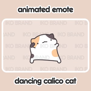Gesto animado: gato calicó bailando / lindo / kawaii / chibi / Twitch, YouTube, Discord / emoticones y alertas de transmisión