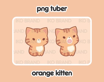 Avatar PNGTuber de gatito naranja: Recurso de transmisión de Vtuber de gato chibi (descarga digital)