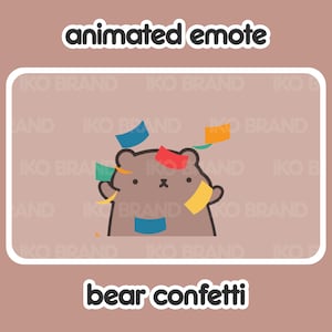 Bear Confetti Party Hype Animated Emote: Twitch, YouTube, Discord (GIF FILES)