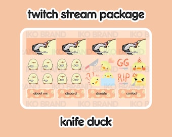 Messer-Duck Twitch Stream Paket: Animierte Bildschirme, Emotes (Digitale Datei)