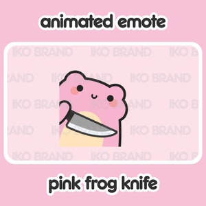 Animated Emote - Pink Frog Evil Knife Stabbing | Cute | Kawaii | Chibi | Twitch, YouTube, Discord | Stream Emotes & Alerts