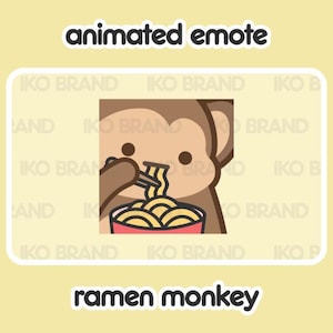 Animated Emote - Monkey Ramen  | Noodles | Cute | Kawaii | Chibi | Twitch, YouTube, Discord | Stream Emotes & Alerts