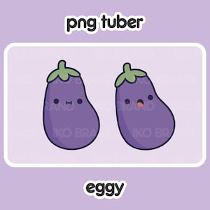Eggplant PNGTuber Avatar: Chibi Vtuber Streaming (Ready to Use)
