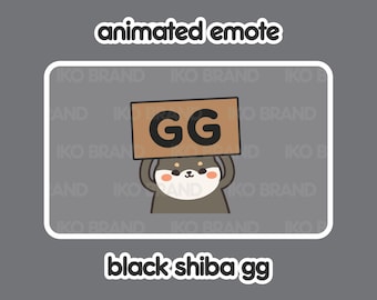 Black Shiba Inu GG Animated Emote: Twitch, YouTube, Discord (GIF Digital Download)