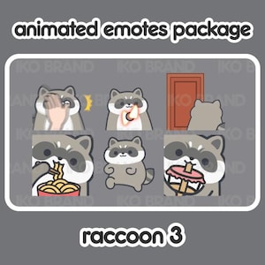 Animated Emotes Package - Raccoon 3 | Cute | Kawaii | Chibi | Twitch, YouTube, Discord | Stream Emotes & Alerts