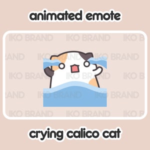 Crying Calico Cat Animated Emote: Twitch, YouTube, Discord (GIF Files)
