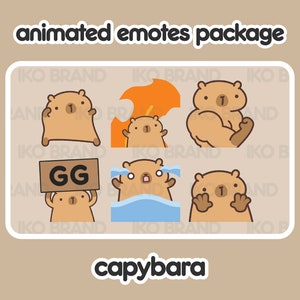 Animated Emotes Package - Capybara | Cute | Kawaii | Chibi | Twitch, YouTube, Discord | Stream Emotes & Alerts