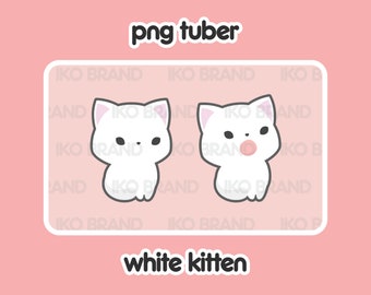White Kitten PNGTuber – Chibi Cat Avatar (Ready to Use)