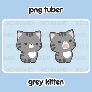Grey Kitten PNGTuber Avatar: Tabby Cat Vtuber (Digital Download)