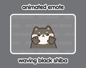 Black Shiba Inu Waving Animated Emote – Twitch, YouTube, Discord (GIF FILES)