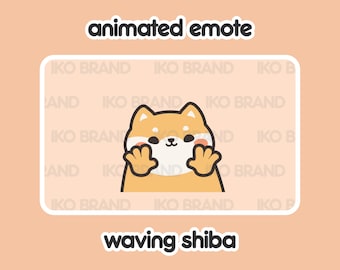 Animated Emote - Shiba Inu Waving | Cute | Kawaii | Chibi | Twitch, YouTube, Discord | Stream Emotes & Alerts