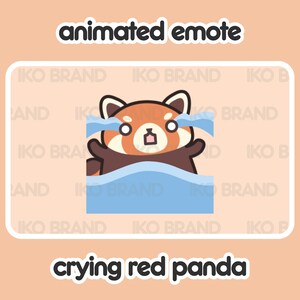 Animated Emote - Crying Red Panda | Cute | Kawaii | Chibi | Twitch, YouTube, Discord | Stream Emotes & Alerts
