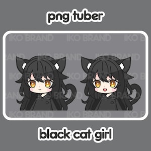 PNGTuber - 黒猫娘 | ゲーマー | ちび | かわいい | カワイイ | Twitch | YouTube | Vtuber | ストリーミング | OBS Streamlabs での使用とダウンロード