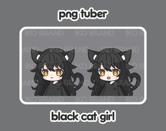 黒猫娘 PNGTuber：ちびVtuberアバター（デジタルファイル）