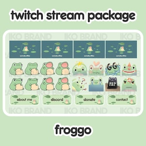 Frog Twitch Stream Package: Chibi Kawaii Animated Screens (Digital File)