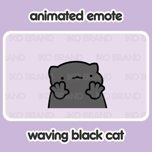 Animated Emote - Black Cat Waving | Cute | Kawaii | Chibi | Twitch, YouTube, Discord | Stream Emotes & Alerts