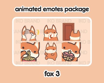 Animated Emotes Package - Fox 3 | Cute | Kawaii | Chibi | Twitch, YouTube, Discord | Stream Emotes & Alerts