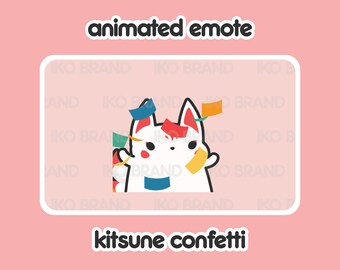 Kitsune Confetti Party Hype Animated Emote: Twitch, YouTube, Discord (GIF FILES)