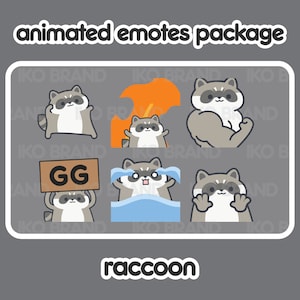 Animated Emotes Package - Raccoon | Cute | Kawaii | Chibi | Twitch, YouTube, Discord | Stream Emotes & Alerts