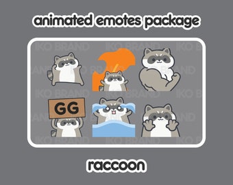 Animated Emotes Package - Raccoon | Cute | Kawaii | Chibi | Twitch, YouTube, Discord | Stream Emotes & Alerts