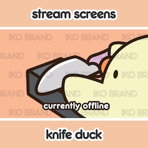 Knife Duck Animated Stream Screens: Chibi Kawaii Overlays (Digital File)
