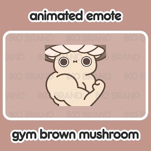 Animated Emote - Gym Brown Mushroom | Cute | Kawaii | Chibi | Twitch, YouTube, Discord | Stream Emotes & Alerts