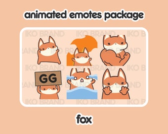 Animated Emotes Package - Fox | Cute | Kawaii | Chibi | Twitch, YouTube, Discord | Stream Emotes & Alerts