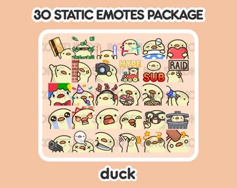 MEGA-pakket statische emotes - Eend | Schattig | Kawaii | Chibi | Twitch, YouTube, Discord | Emoties en waarschuwingen streamen