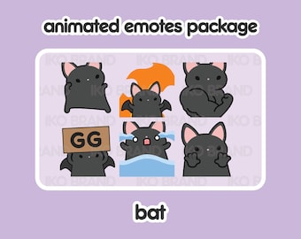 Animated Emotes Package - Bat | Cute | Kawaii | Chibi | Twitch, YouTube, Discord | Stream Emotes & Alerts
