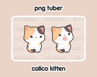 Calico Kitten PNGTuber – Chibi Cat Vtuber Avatar (Ready to Use)
