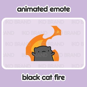 アニメーションエモート - ブラックキャットファイア | かわいい | カワイイ | ちび | Twitch、YouTube、Discord | ストリームエモートとアラート