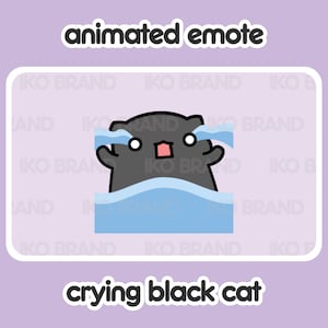 Animated Emote - Crying Black Cat | Cute | Kawaii | Chibi | Twitch, YouTube, Discord | Stream Emotes & Alerts
