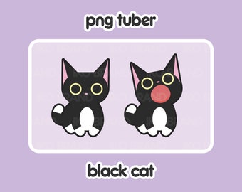 PNGTuber - Black Cat | Chibi | Cute | Kawaii | Twitch | YouTube | Vtuber | Streaming | Ready to Use and Download for OBS Streamlabs